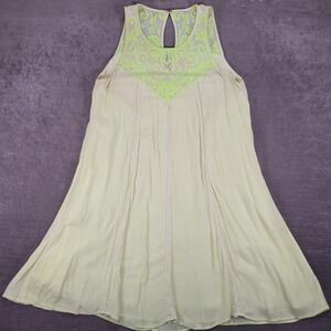 Lilly Pulitzer Cammie Trapeze Embroidered Dress Lemon Drop Neon Yellow‎ Med